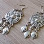 Dangle Drop Pomegranate Shield Silver Earrings: Armenian Heritage