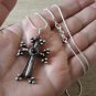 Armenian Cross Necklace Sterling Silver .925 with Obsidian Stone