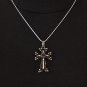 Armenian Cross Necklace Sterling Silver .925 with Obsidian Stone