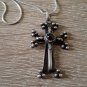 Armenian Cross Necklace Sterling Silver .925 with Obsidian Stone