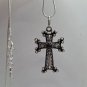 Armenian Cross Necklace Sterling Silver .925 with Obsidian Stone