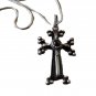 Armenian Cross Necklace Sterling Silver .925 with Obsidian Stone