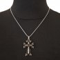 Armenian Cross Necklace Sterling Silver .925 with Obsidian Stone