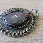 Vintage Armenian Soviet Filigree Agate Pendant: Retro Style Antique