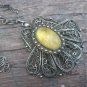 Vintage Armenian Soviet Filigree Agate Necklace: Ethnic Jewelry 1960s