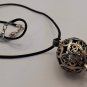 Armenian Pomegranate Filigree Pendant – Melchior Silver with Red Zircon