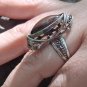 Vintage Armenian Soviet Filigree Ring: 1960s Mahogany Obsidian Jewelry