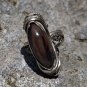 Vintage Armenian Soviet Filigree Ring: 1960s Mahogany Obsidian Jewelry