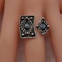 Armenian Adjustable Open Ring &acirc;�� Turquoise & Sterling Silver Carpet Design