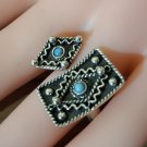 Armenian Adjustable Open Ring – Turquoise & Sterling Silver Carpet Design