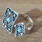 Armenian Adjustable Open Ring &acirc;�� Turquoise & Sterling Silver Carpet Design