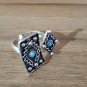 Armenian Adjustable Open Ring &acirc;�� Turquoise & Sterling Silver Carpet Design