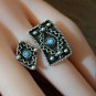Armenian Adjustable Open Ring &acirc;�� Turquoise & Sterling Silver Carpet Design