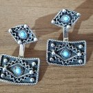Armenian Geometric Turquoise Earrings – Sterling Silver Two-in-One Design