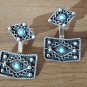 Armenian Geometric Turquoise Earrings &acirc;�� Sterling Silver Two-in-One Design