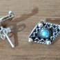 Armenian Geometric Turquoise Earrings &acirc;�� Sterling Silver Two-in-One Design