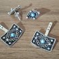 Armenian Geometric Turquoise Earrings &acirc;�� Sterling Silver Two-in-One Design