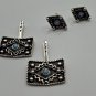 Armenian Geometric Turquoise Earrings &acirc;�� Sterling Silver Two-in-One Design
