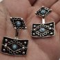 Armenian Geometric Turquoise Earrings &acirc;�� Sterling Silver Two-in-One Design