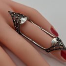 Articulated Double Ring Sterling Silver .925: Full Finger Ring