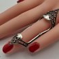 Articulated Double Ring Sterling Silver .925: Full Finger Ring