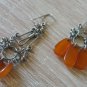 Vintage Handmade Metal Flowery Gemstone Dangle Drop Earrings: Armenian Ethnic Retro Style