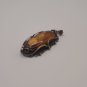 Vintage Armenian Soviet Filigree Amber Pendant: Antique 1960s Ethnic Jewelry