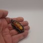 Vintage Armenian Soviet Filigree Amber Pendant: Antique 1960s Ethnic Jewelry
