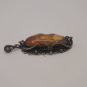 Vintage Armenian Soviet Filigree Amber Pendant: Antique 1960s Ethnic Jewelry