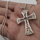 Armenian Cross Pendant Sterling Silver .925:  Enamel Filigree Faith Necklace