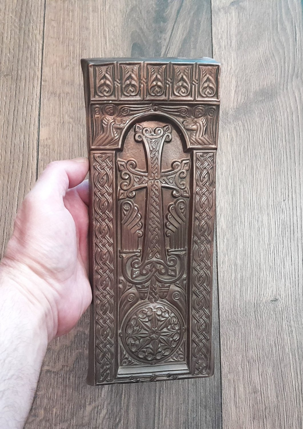 Khachfar Vintage Embossed Copper Wall Decoration &acirc;�� Armenian Cross of Faith