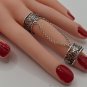 Handmade Armenian Double Ring Sterling Silver .925: Grapes & Leaves Motif, Adjustable Linked Rings