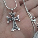 Armenian Cross Necklace in Sterling Silver .925 with Eternity Pendant: Handmade Faith Jewelry
