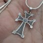 Armenian Cross Necklace in Sterling Silver .925 with Eternity Pendant: Handmade Faith Jewelry