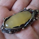 Vintage Armenian Soviet Filigree Agate Pendant: 1960s Ethnic Necklace
