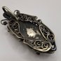 Vintage Armenian Soviet Filigree Agate Pendant: 1960s Ethnic Necklace