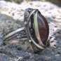 Vintage Armenian Soviet Filigree Ring: 1960s Mahogany Obsidian Jewelry