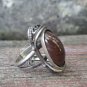 Vintage Armenian Soviet Filigree Ring: 1960s Mahogany Obsidian Jewelry