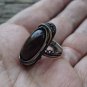 Vintage Armenian Soviet Filigree Ring: 1960s Mahogany Obsidian Jewelry