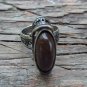 Vintage Armenian Soviet Filigree Ring: 1960s Mahogany Obsidian Jewelry