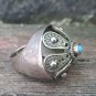 Vintage Armenian Soviet Filigree Crown Ring with Turquoise (1960s)