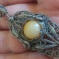 Vintage Armenian Soviet Filigree Agate Pendant: 1960s Antique Heritage Jewelry