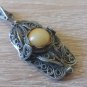 Vintage Armenian Soviet Filigree Agate Pendant: 1960s Antique Heritage Jewelry