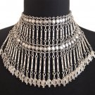 Armenian Choker Neck Tassel Necklace: Pomegranate Coin Drops Statement