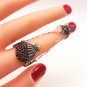 Armenian Pomegranate Double Ring &acirc;�� Sterling Silver .925 with Garnet Stones