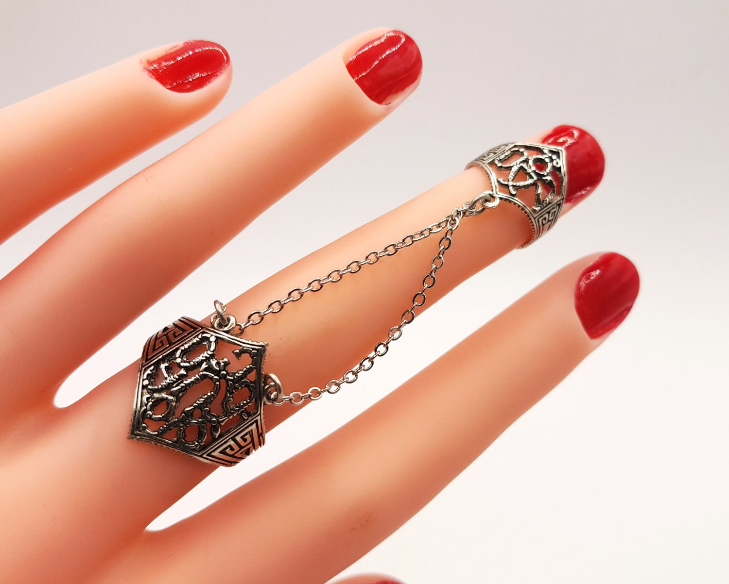 Armenian Adjustable Alphabet Double Ring: Sterling Silver .925