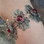 Silver Plated Curved Oval Black Onyx Chain Link Bracelet â Armenian Ethnic Tribal Jewelry