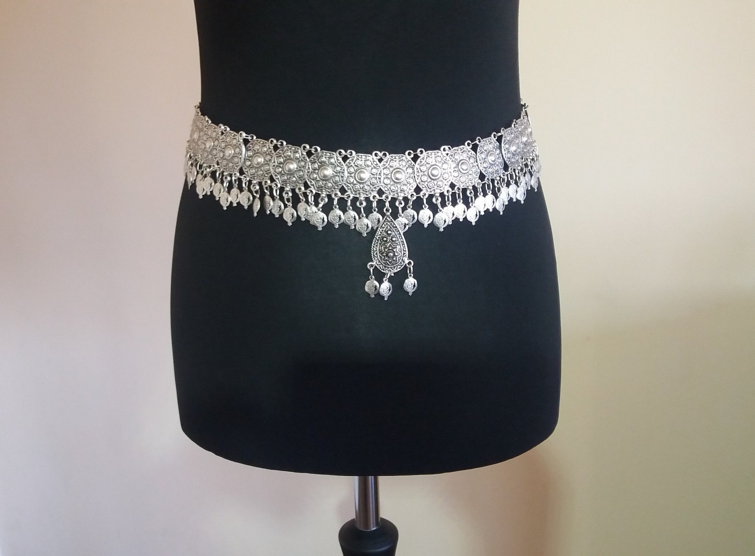 Armenian Pomegranate Armor Belt: Silver Oxidized Ethnic Belly Dance Jewelry