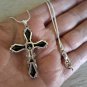 Armenian Cross Sterling Silver Obsidian Pendant &acirc;�� Handmade Faith Necklace