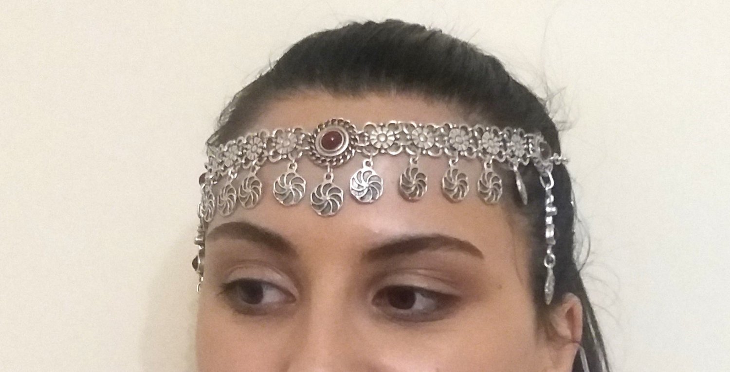 Eternity Forehead Flowery Silver-Plated Drop &acirc;�� Armenian Headpiece with Pomegranate Symbolism